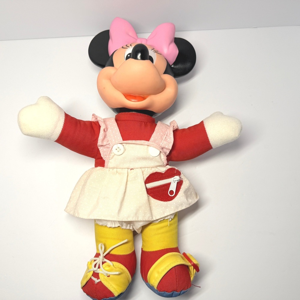 Vintage Disney Minnie Mouse Mattel Vinyl Head Teach Me to Dress Myself Toy 16"